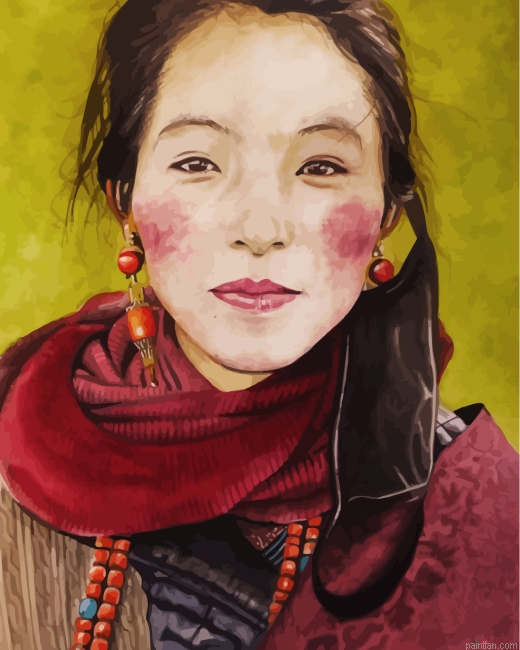 Aesthetic Tibetan Lady Paint By Number.png