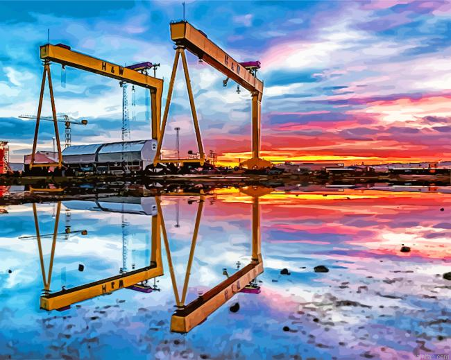 Aesthetic Two Cranes In Belfast Paint By Number.png