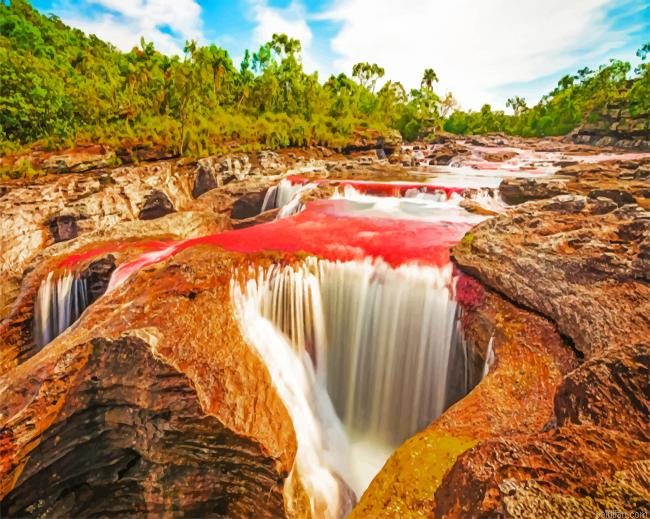 Aesthetic Waterfall In Colombia Paint By Number.png