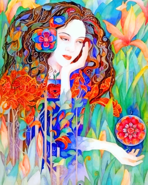Aesthetic Woman Colorful Paint By Numbers.png