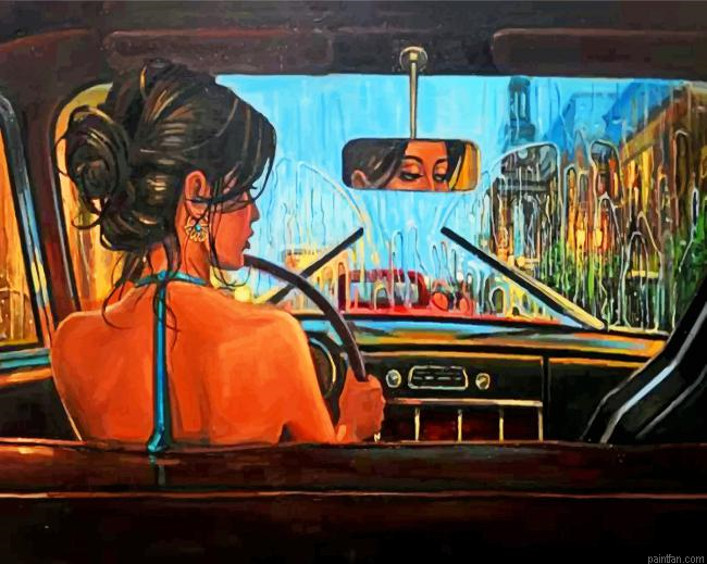 Aesthetic Woman Driving Paint By Number.png