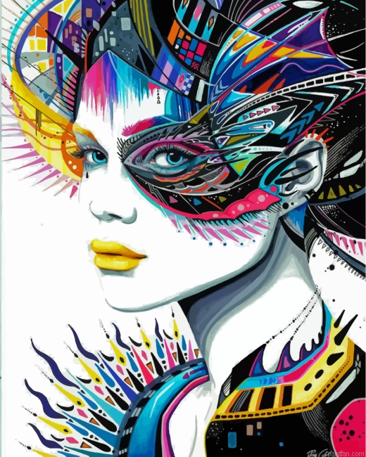 Aesthetic Woman With Yellow Lips Paint By Number.png