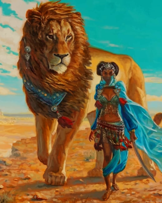 African Woman And Lion New Paint By Numbers.png