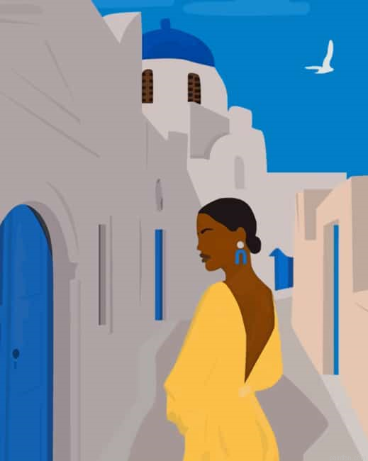 African Woman In Santorini Greece New Paint By Numbers.png