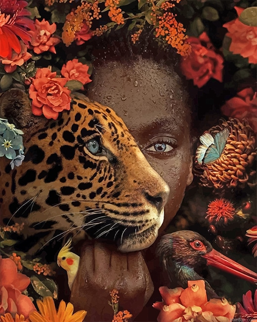 African Woman Tiger New Paint By Number.png