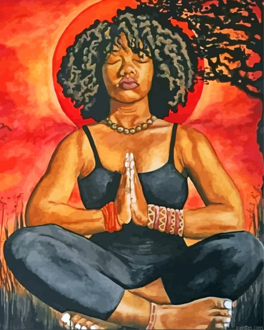 Afro Woman Doing Yoga Paint By Number.png