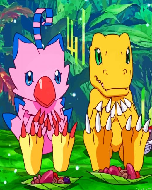 Agumon And Biyomon Paint By Number.png
