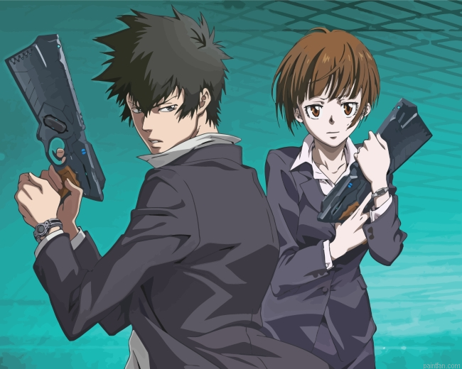 Akane Tsunemori And Shinya Kogami Paint By Number.png