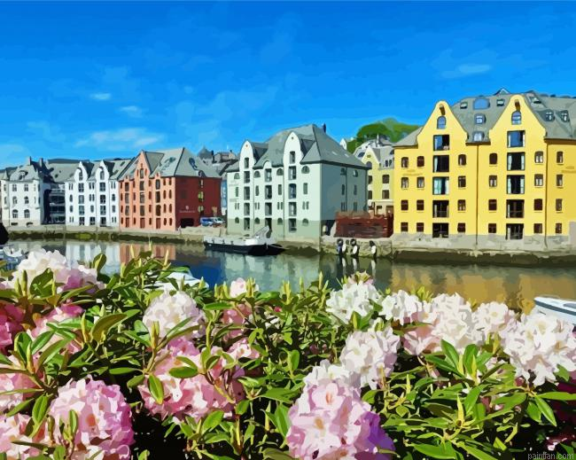 Alesund Colorful Buildings Paint By Numbers.png