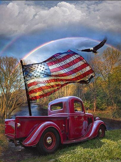 America Flag Car Trucks Paint By Number.png