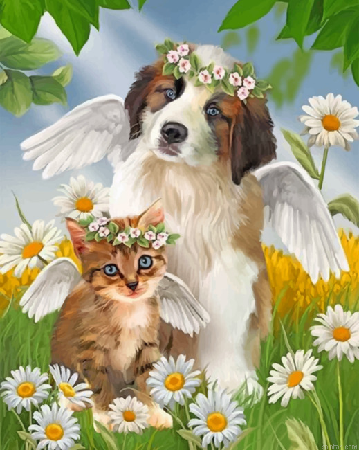 Angel Kitty And Puppy Paint By Number.png
