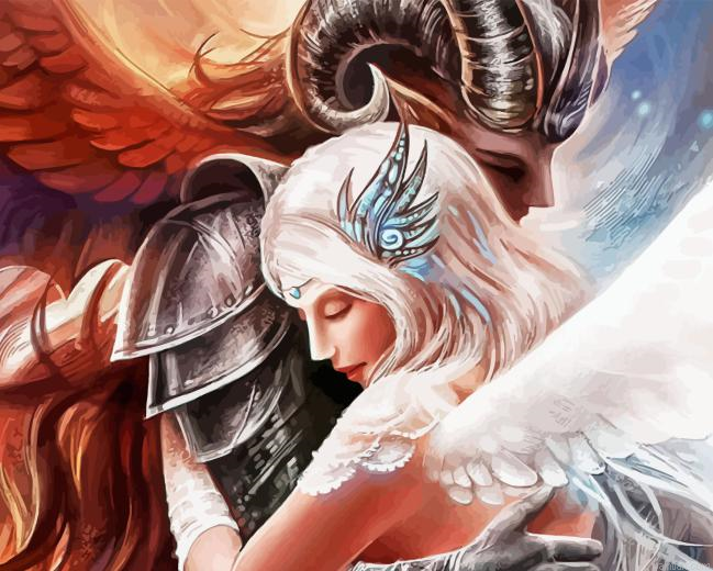 Angel With Devil Paint By Numbers.png