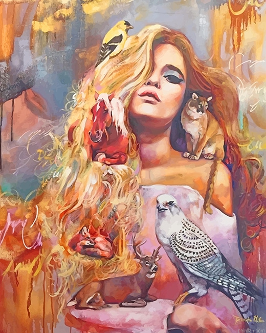 Animals Lover Blonde Girl New Paint By Numbers.png