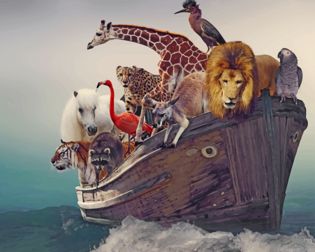Animals On Boat Paint By Numbers.png