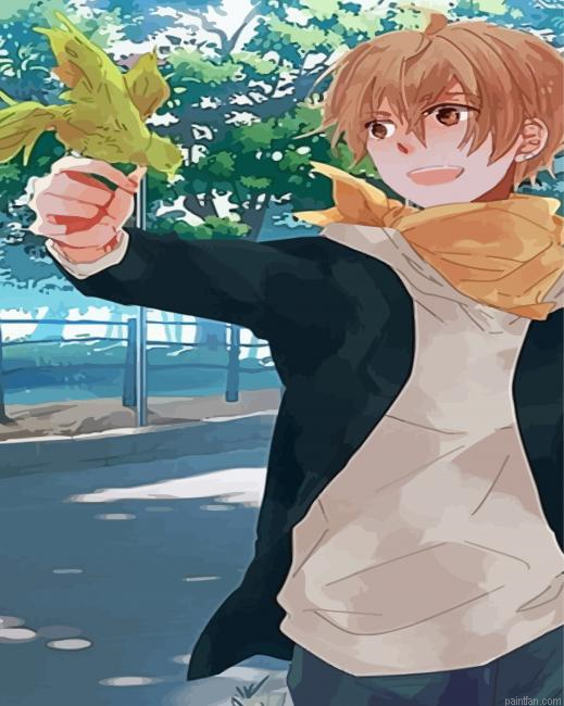 Anime Boy And Bird Paint By Numbers.png