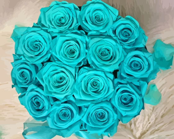 Aqua Flowers Bouquet Paint By Numbers.png
