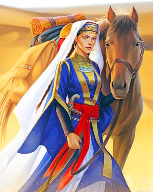 Arabian Woman With Her Horse New Paint By Numbers.png