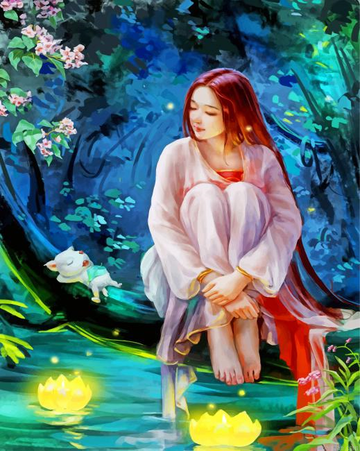 Asian Forest Girl Paint By Number.png