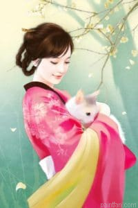 Asian Girl Cat Paint By Numbers.png