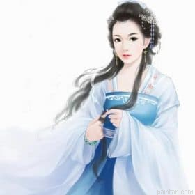 Asian Girl In Blue Dress Paint By Numbers.png