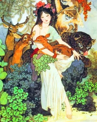 Asian Woman And Stag Paint By Number.png