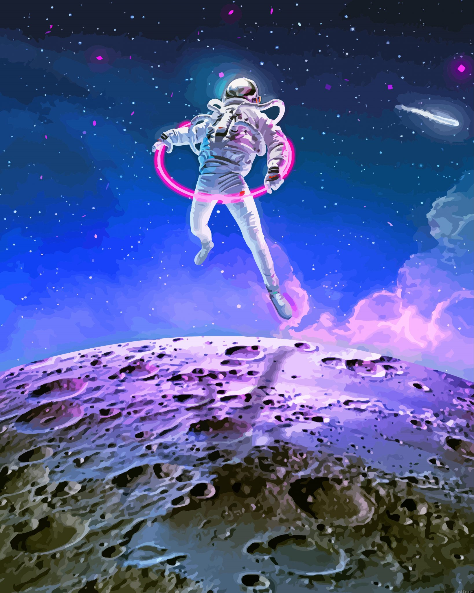 Astronaut Flying In Space Paint By Number.png