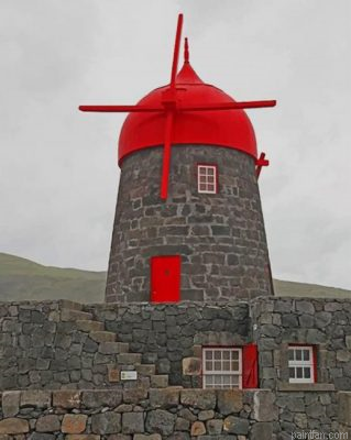 Azores Buildings Windmill Paint By Number.png