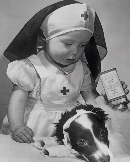 Baby Nurse With Her Dog New Paint By Numbers.png