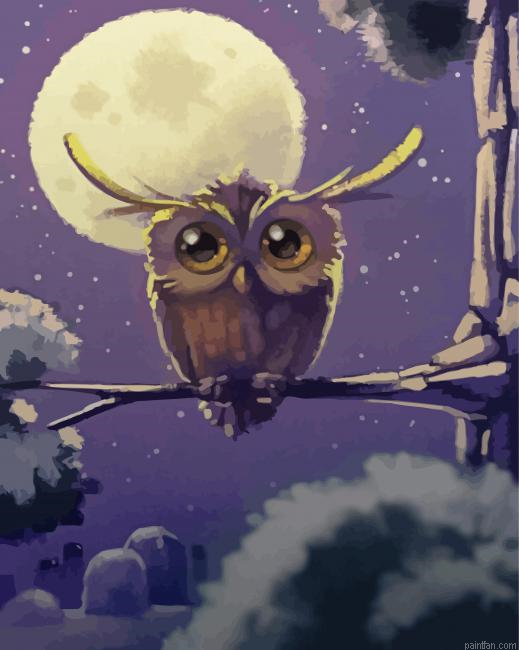 Baby Owl Moon Paint By Numbers.png