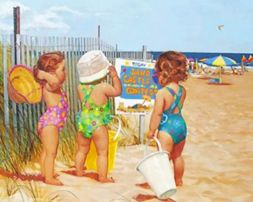 Baby Sisters On The Beach Paint By Number.png