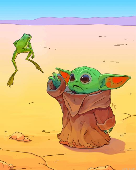 Baby Yoda And The Frog Paint By Number.png