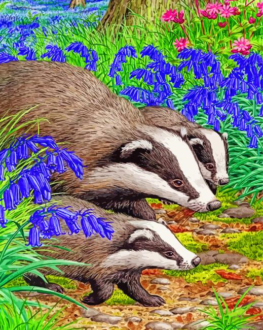 Badgers Animals Paint By Number.png