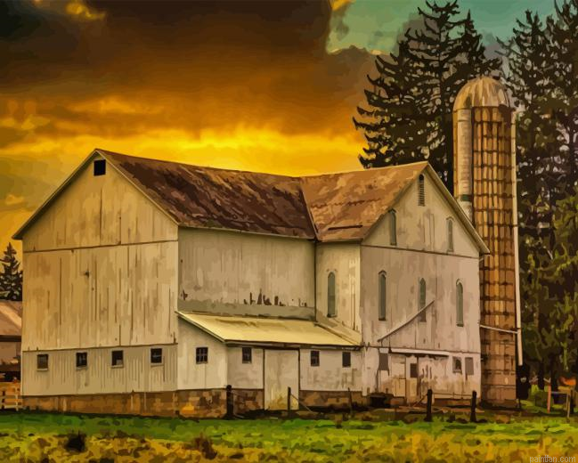 Barn With Silo Paint By Numbers.png