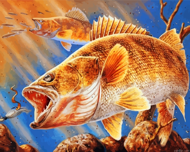 Bass Fish In Water Paint By Number.png