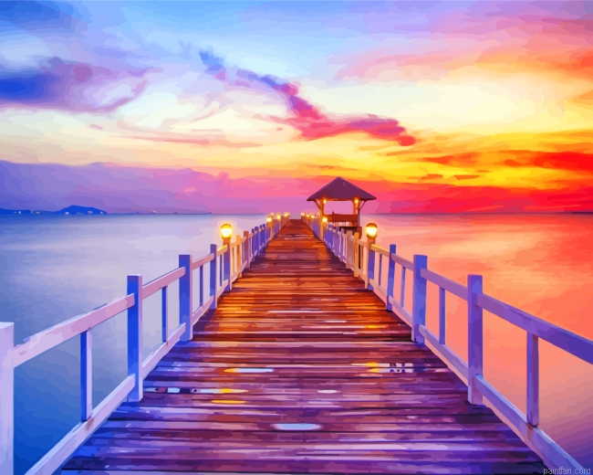 Beach Pier At Sunset Paint By Number.png