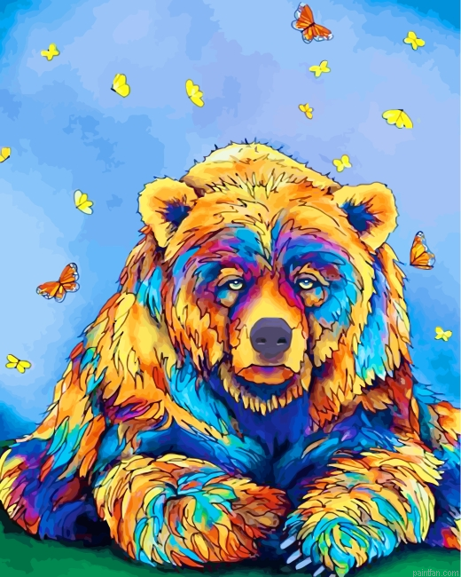 Bear And Butterflies Paint By Number.png