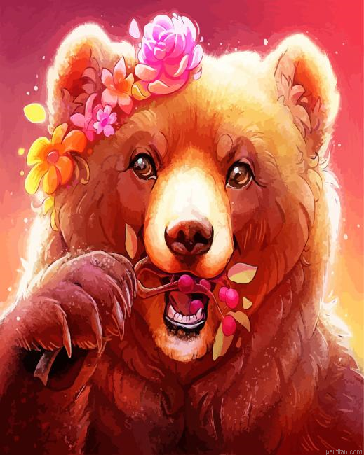 Bear And Flowers Paint By Number.png
