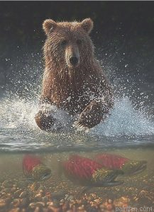 Bear Catching Fish Paint By Numbers.png
