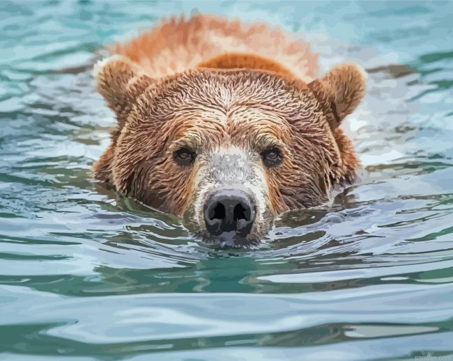 Bear Head In Water Paint By Numbers.png
