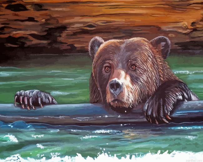 Bear In Water Art Paint By Numbers.png