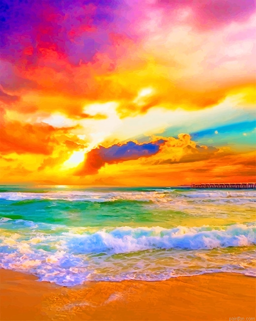 Beautiful Beach Sunset New Paint By Numbers.png