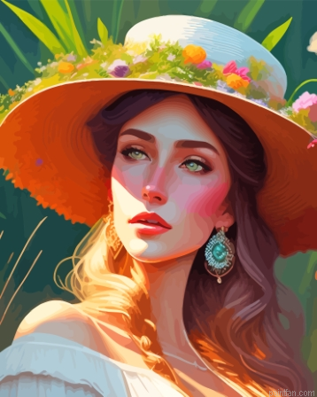 Beautiful Girl Derby Hat Paint By Numbers.png