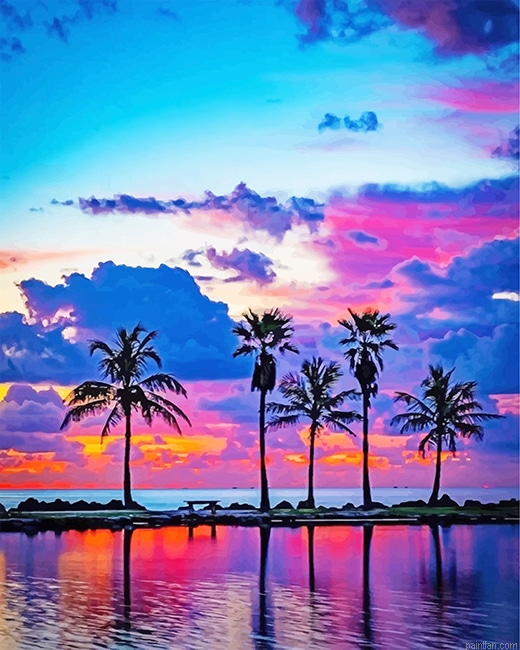 Beautiful Sunset View Palms New Paint By Numbers.png