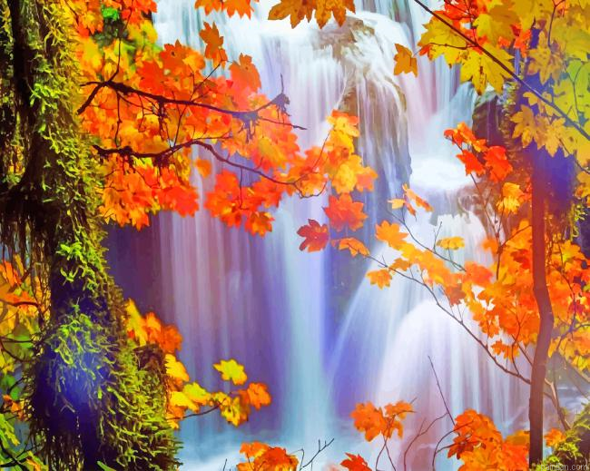 Beautiful Waterfall Autumn New Paint By Numbers.png