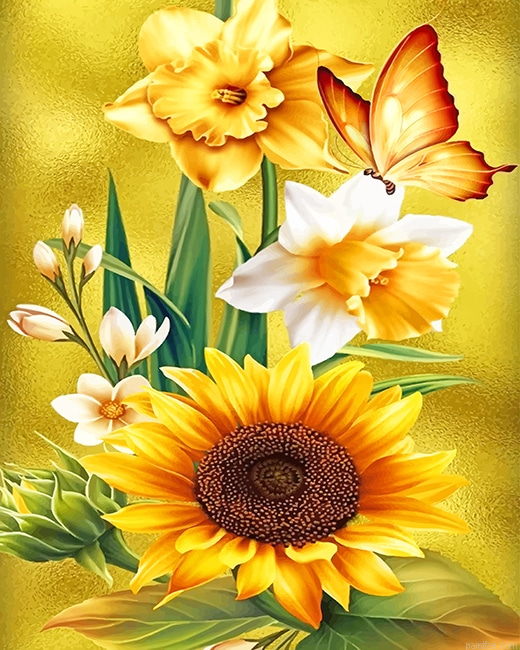 Beautiful Yellow Flowers New Paint By Number.png