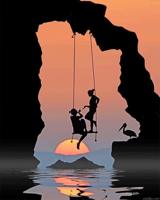 Besties Silhouette Sunset New Paint By Numbers.png