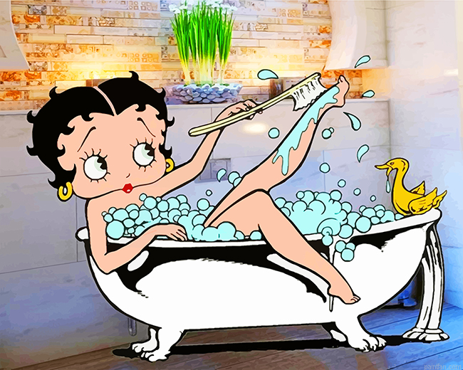 Betty Boop Enjoying Her Bath Paint By Number.png