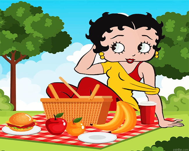 Betty Boop Enjoying Her Picnic Paint By Number.png