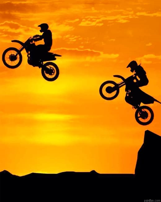 Bikers Sunset Silhouette New Paint By Numbers.png