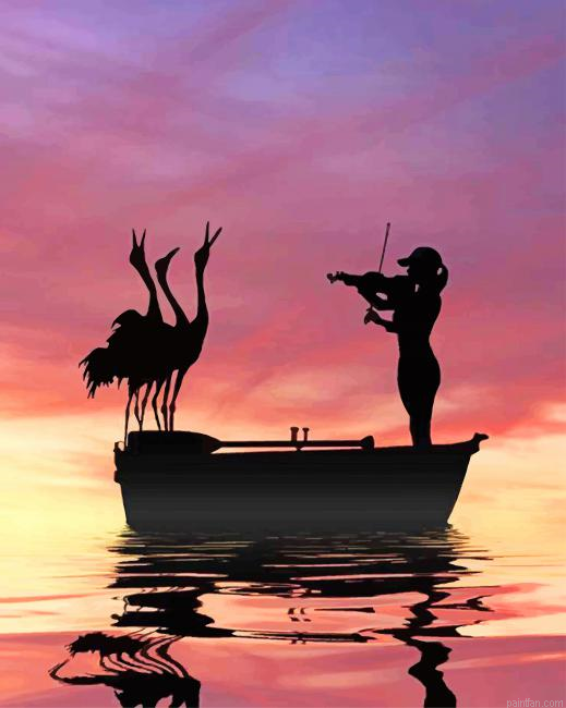 Bird And Violinist Silhouette New Paint By Numbers.png